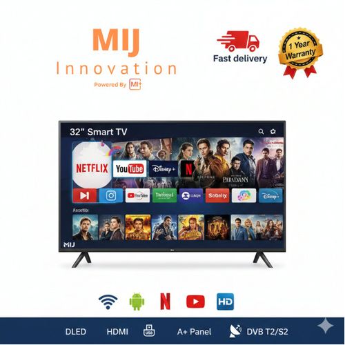 Mi+ (MiJ-D3220A) 32″ Smart Digital Frameless TV Android 14 – Built-in Decoder